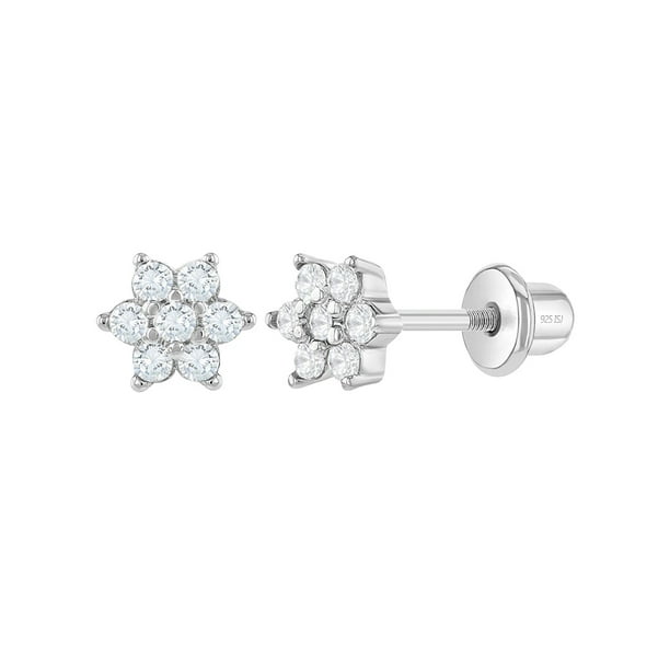 5mm Cute Flower with Cubic Zirconia Studs Earrings 925 Sterling Silver Push Back 5mm Cute Flower with Cubic Zirconia Studs Earrings 925 Sterling Silver Push Back